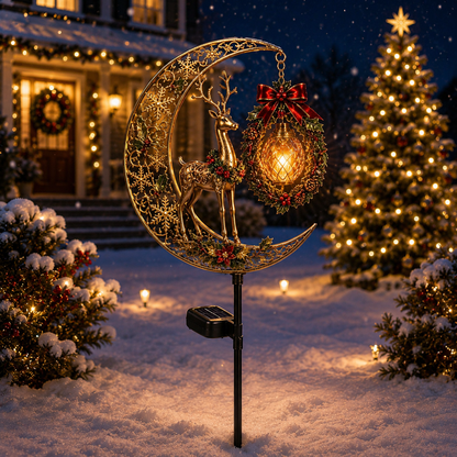 🌙✨ Christmas Crescent Moon Solar Garden Light – Create a Magical Holiday Glow 🎄