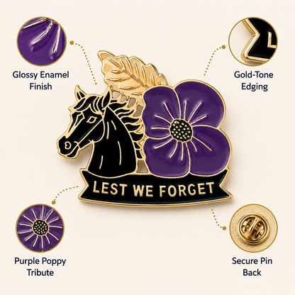 🎖️ War Horse Purple Poppy 111th Anniversary Brooch – Limited Edition Remembrance Pin