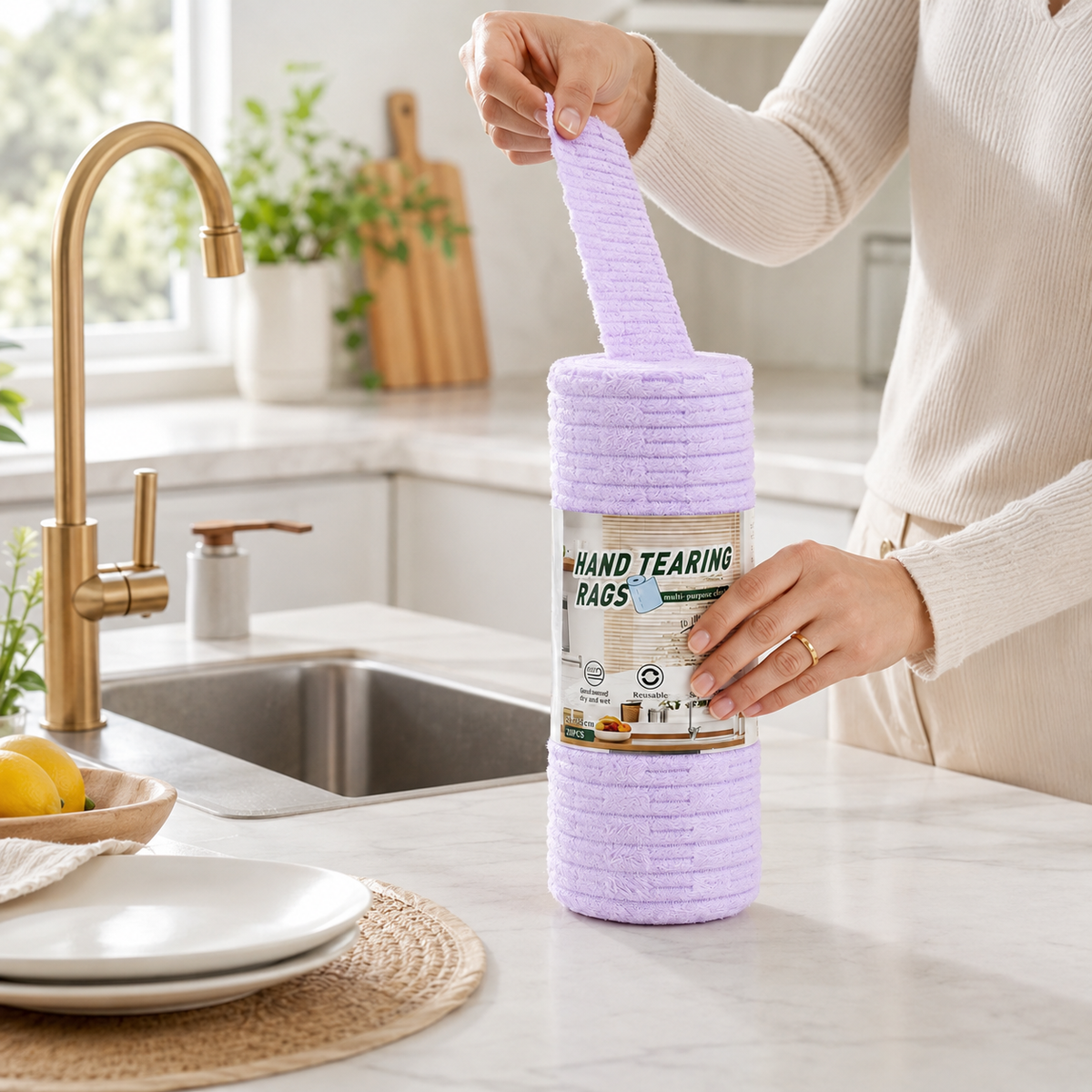 🧽 Reusable Tear-Off Cleaning Cloth Roll | Multipurpose Washable Kitchen & Home Towels