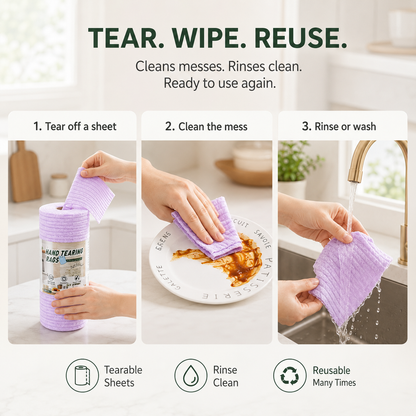 🧽 Reusable Tear-Off Cleaning Cloth Roll | Multipurpose Washable Kitchen & Home Towels