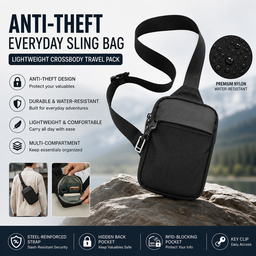 Anti-Theft Crossbody Sling Bag – Lightweight Secure Travel & Everyday Shoulder Pack