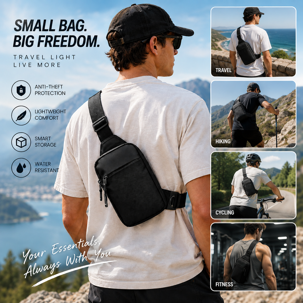 Anti-Theft Crossbody Sling Bag – Lightweight Secure Travel & Everyday Shoulder Pack