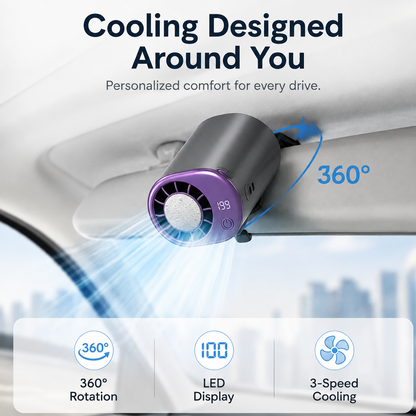 🚗 360° Rotating Car Vent Cooling Fan with LED Display – Adjustable Mini Air Circulator