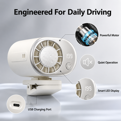 🚗 360° Rotating Car Vent Cooling Fan with LED Display – Adjustable Mini Air Circulator
