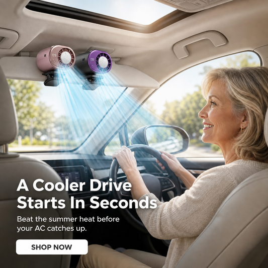 🚗 360° Rotating Car Vent Cooling Fan with LED Display – Adjustable Mini Air Circulator
