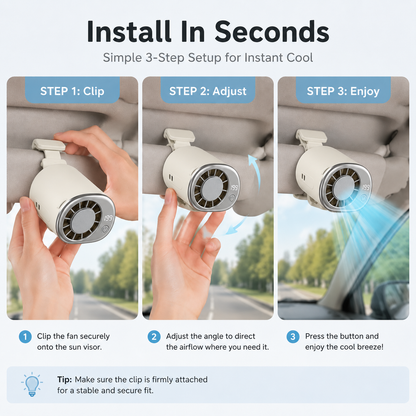 🚗 360° Rotating Car Vent Cooling Fan with LED Display – Adjustable Mini Air Circulator