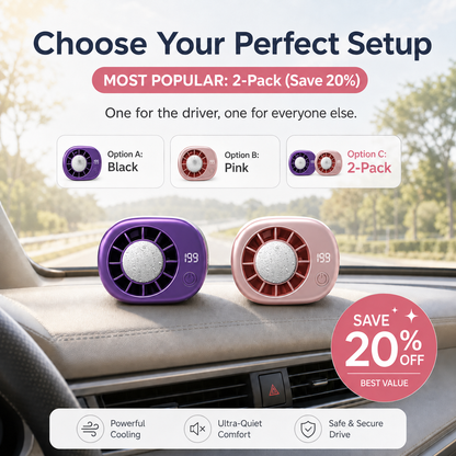 🚗 360° Rotating Car Vent Cooling Fan with LED Display – Adjustable Mini Air Circulator
