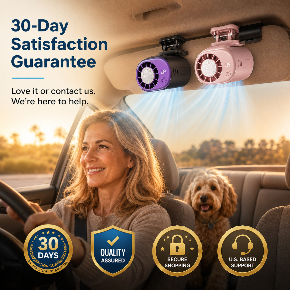 🚗 360° Rotating Car Vent Cooling Fan with LED Display – Adjustable Mini Air Circulator