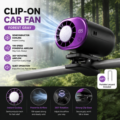 🚗 360° Rotating Car Vent Cooling Fan with LED Display – Adjustable Mini Air Circulator