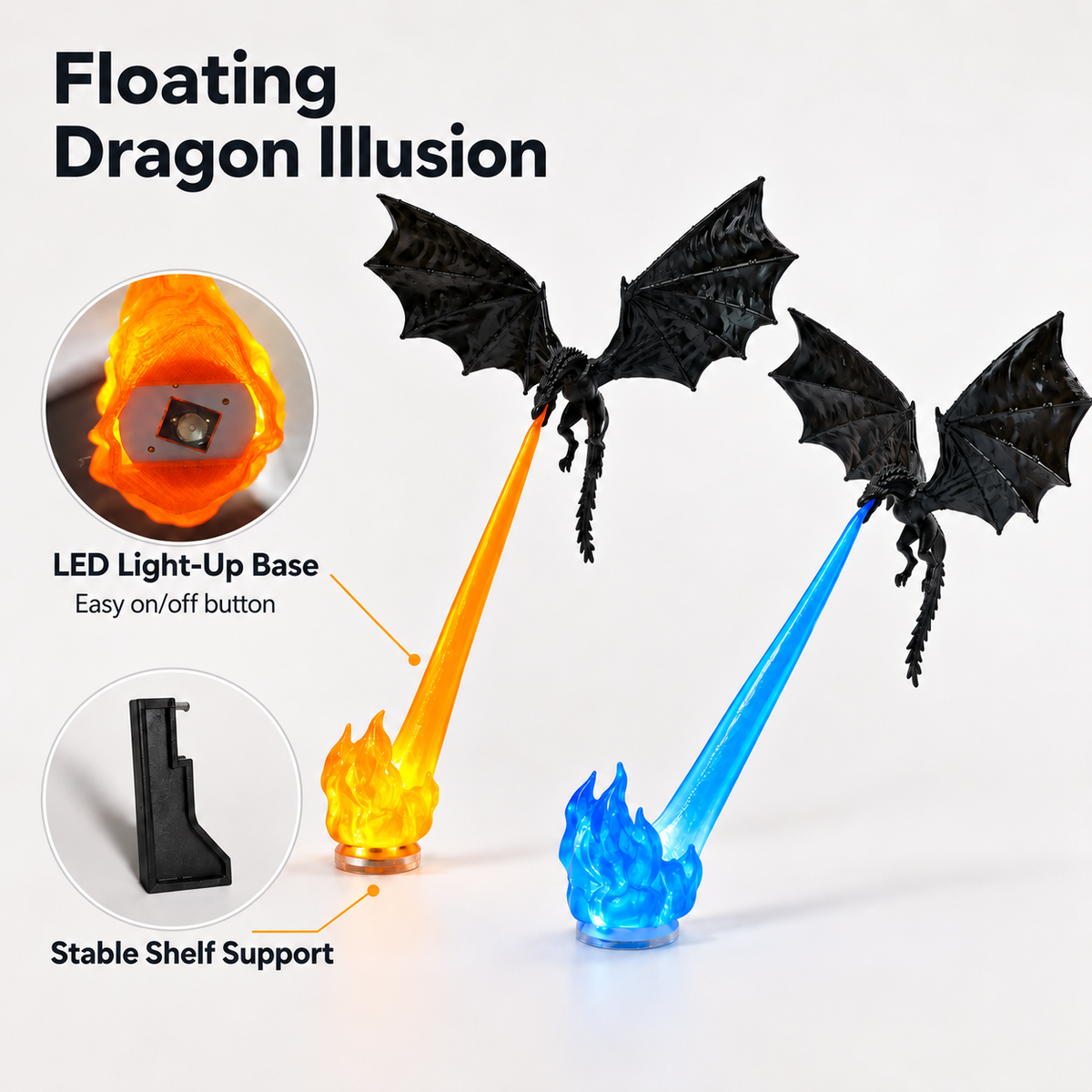 🎃Halloween Special Offer🐉Dragon Breath LED Display Lamp – Fire & Ice Fantasy Dragon Decor