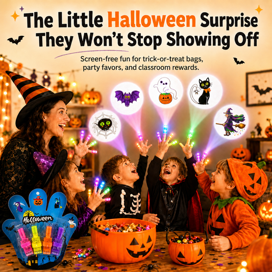 🎃👻Magic Halloween Finger Projector Rings – LED Light-Up Spooky Toys