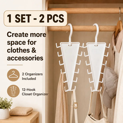 🧥 12-Hook Vertical Closet Organizer – Space-Saving Clothes & Accessories Hanger