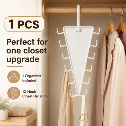 🧥 12-Hook Vertical Closet Organizer – Space-Saving Clothes & Accessories Hanger