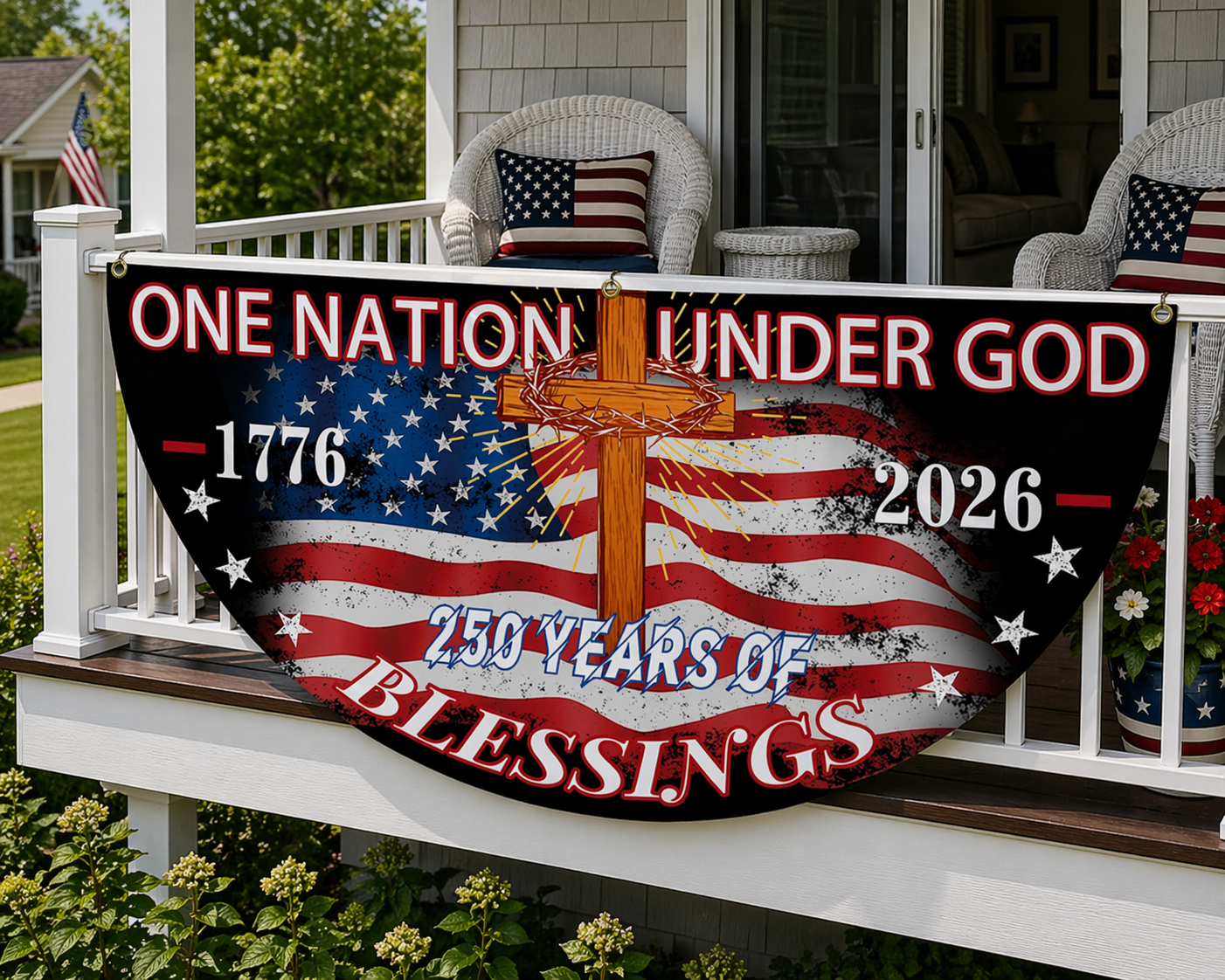🎉 Celebrate USA’s 250th – Patriotic Half Round Banner 🦅