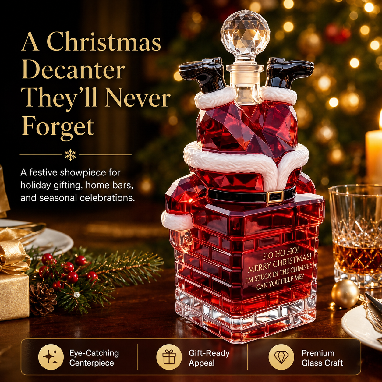 🎅 2026 Christmas Gift 70% Off--💥 Pre-order: 70% Off – Santa Stuck in the Chimney Whiskey Bottle