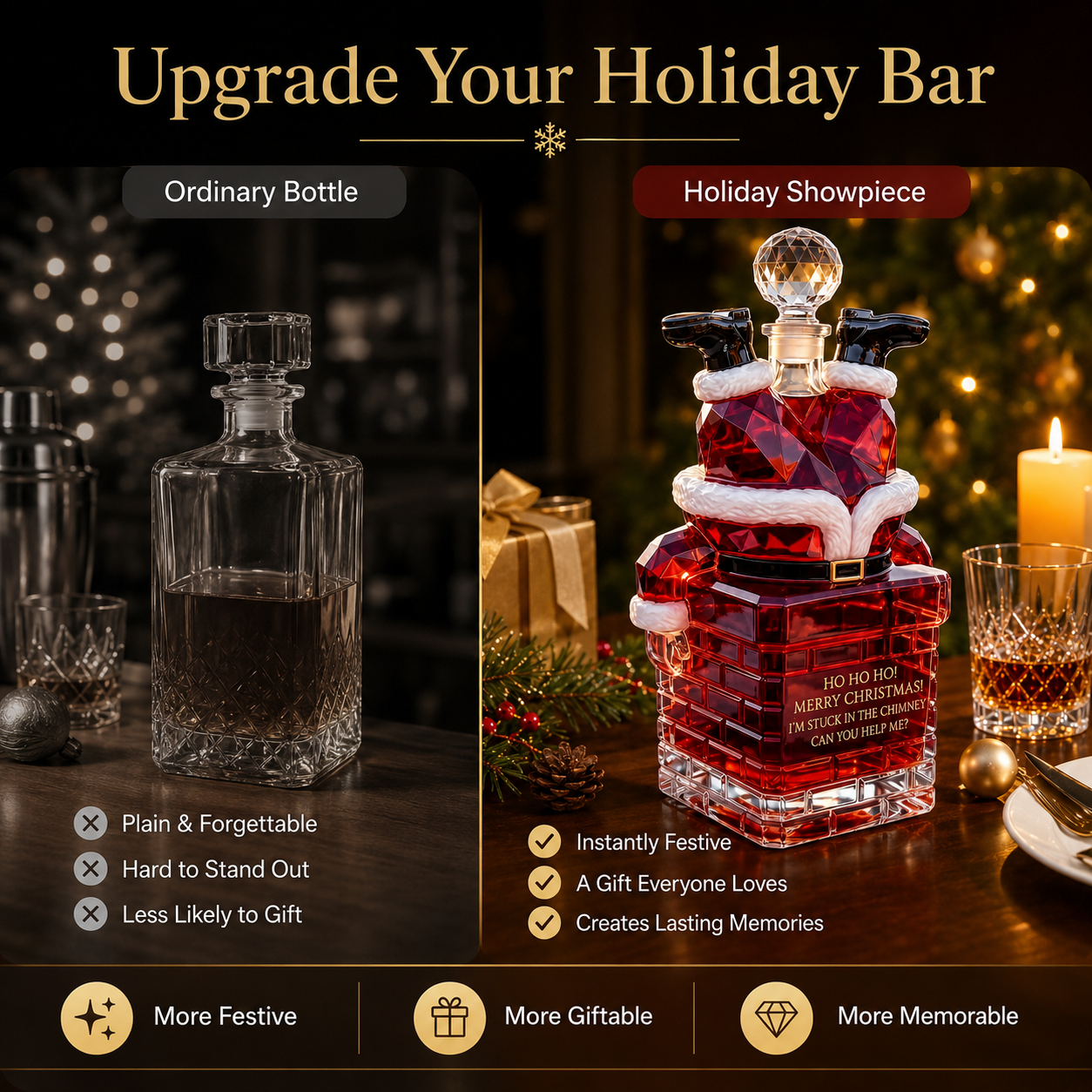 🎅 2026 Christmas Gift 70% Off--💥 Pre-order: 70% Off – Santa Stuck in the Chimney Whiskey Bottle