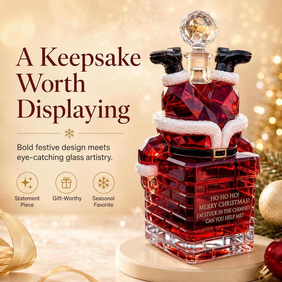 🎅 2026 Christmas Gift 70% Off--💥 Pre-order: 70% Off – Santa Stuck in the Chimney Whiskey Bottle
