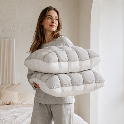Cooling Puff Grid Pillow – Ultra Soft Ice-Silk Sleeping Pillow