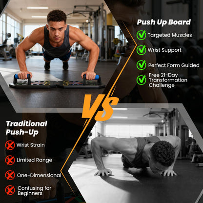 Color-Coded Foldable Push-Up Board for Targeted Home Workout