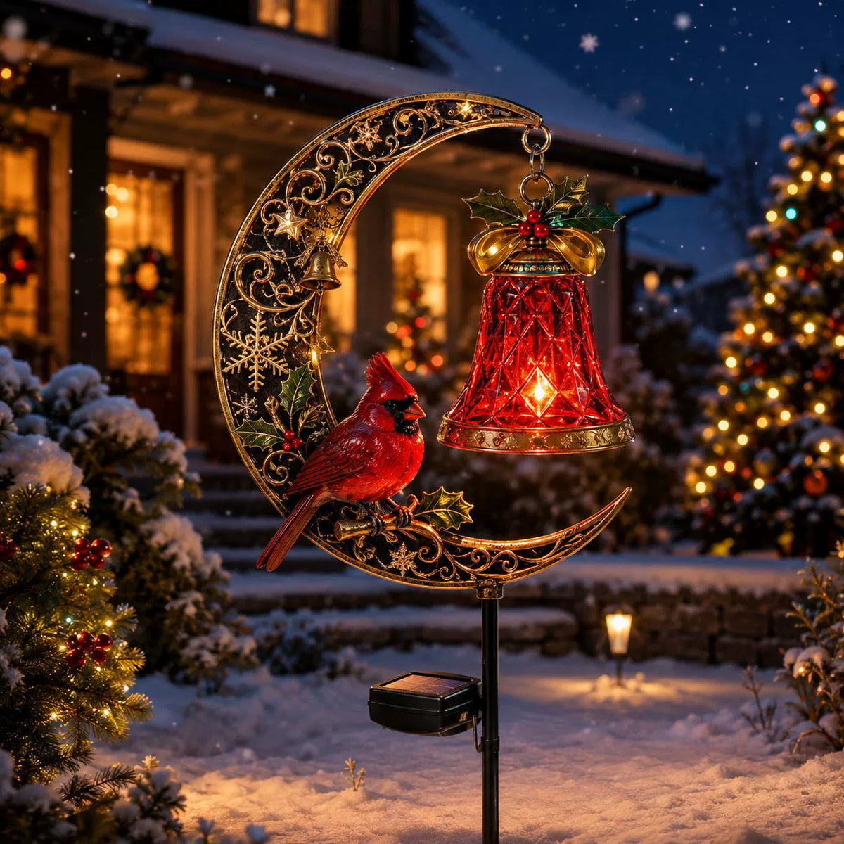 🌙✨ Christmas Crescent Moon Solar Garden Light – Create a Magical Holiday Glow 🎄