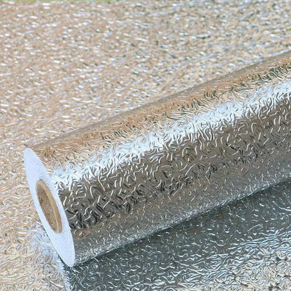 🔥50% OFF – Stainless Steel Oil-Proof Adhesive Wallpaper Roll for Kitchen Countertops, Cabinets & Backsplash