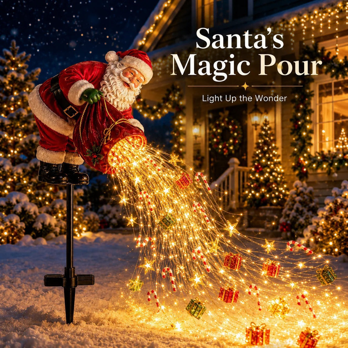 🎅 Santa’s Magic Pour – Flowing LED Christmas Garden Light | 49% OFF 🎄✨