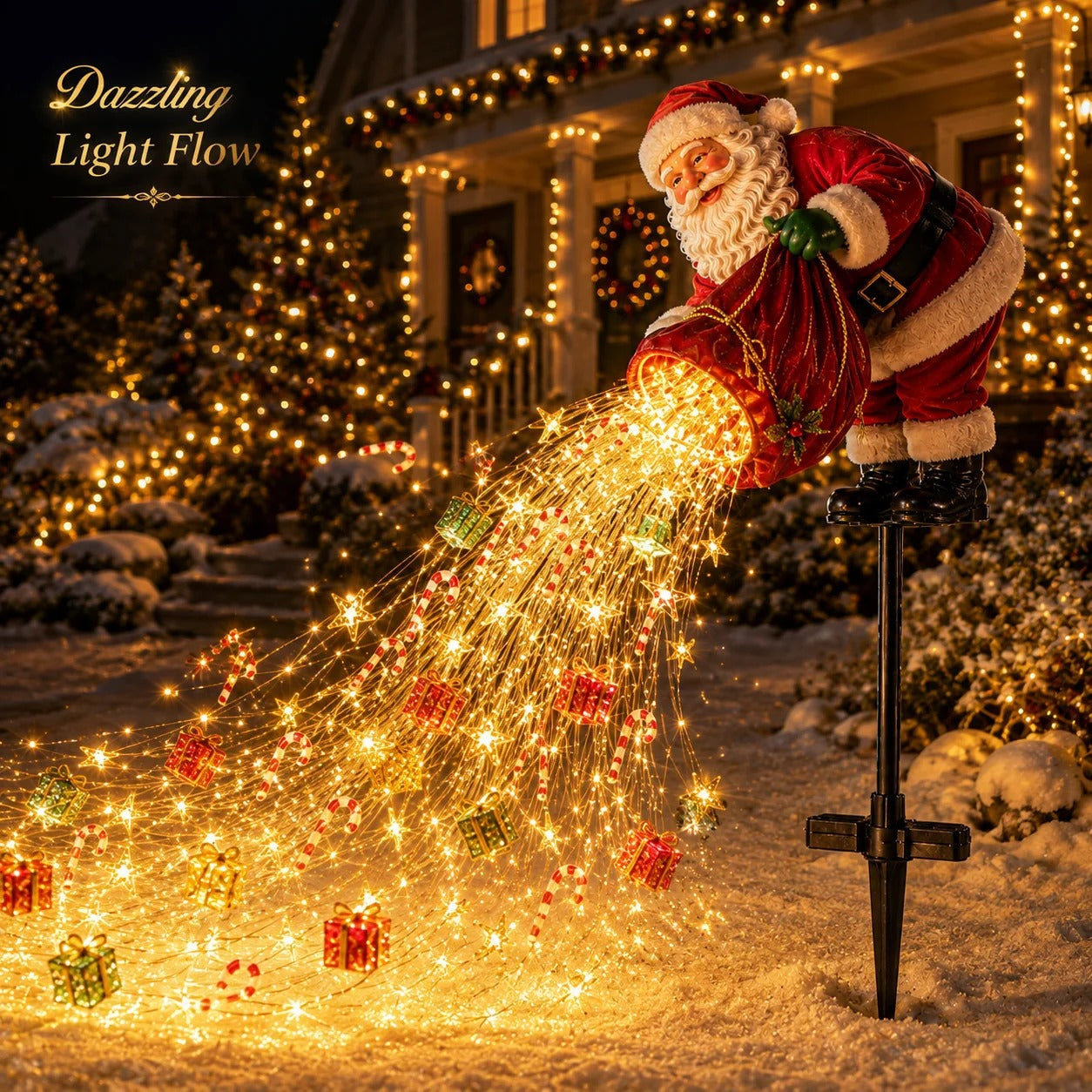 🎅 Santa’s Magic Pour – Flowing LED Christmas Garden Light | 49% OFF 🎄✨