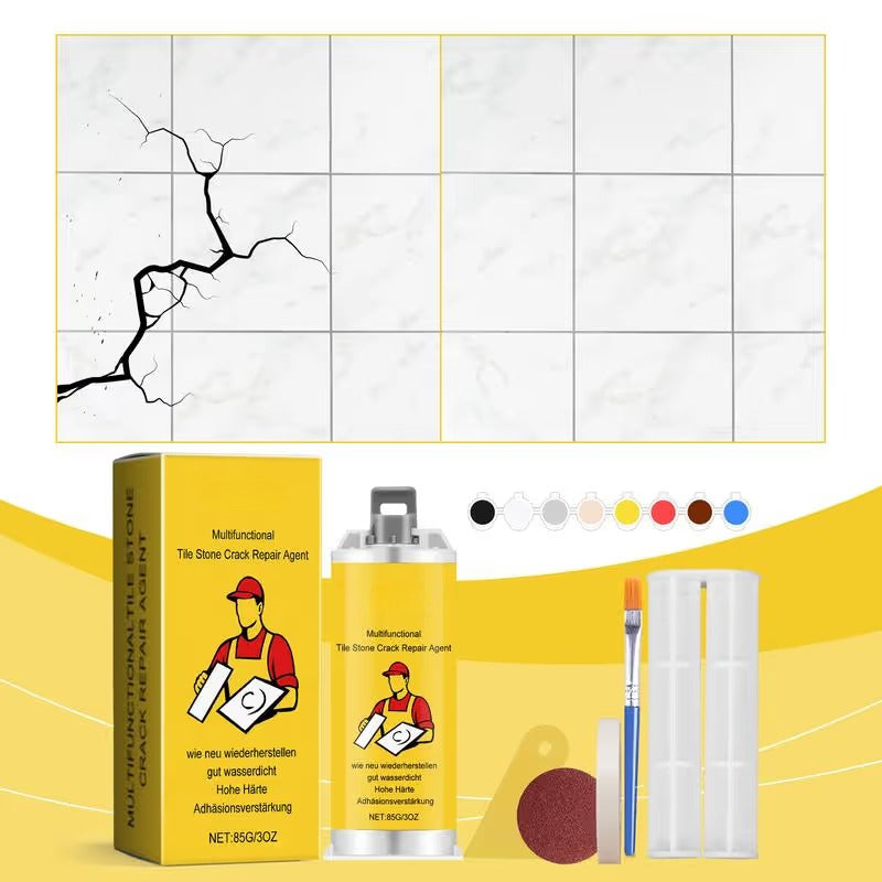 🔥🛠️Quick-Drying Tile Repair Glue - Complete Tool Kit for DIY – Fix Cracks Permanently in Minutes!✨