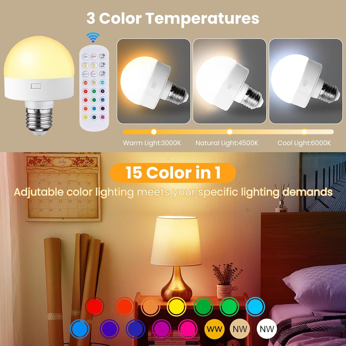 Portable Rechargeable LED Camping Light Bulb with Remote Control