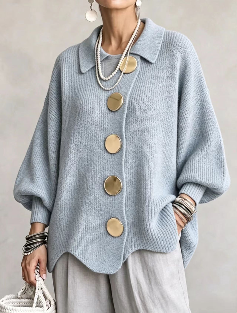 Women's French-Style Oversized Knit Cardigan