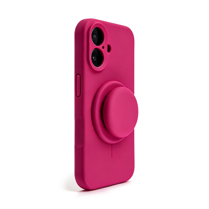 Magnetic Stand Silicone Phone Case with AI Capture Button, Compatible with iPhone 12 to iPhone 18 Pro Max