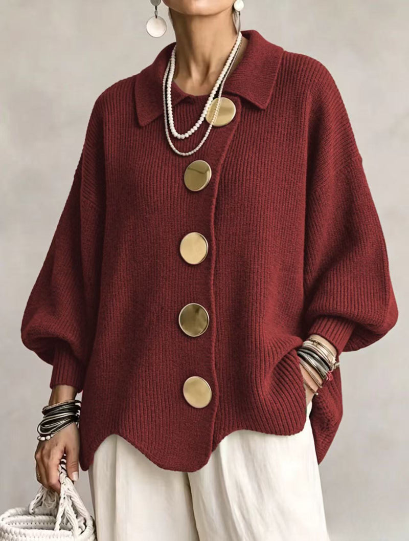 Women's French-Style Oversized Knit Cardigan