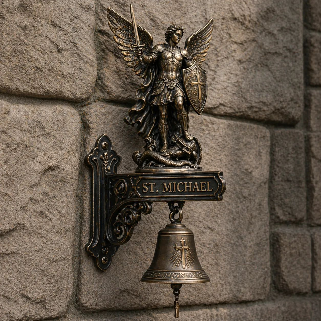 ✨ Our Lady of Grace Bronze Miraculous Medal Wall Bell | 🙏Catholic Religious Home & Garden Decor