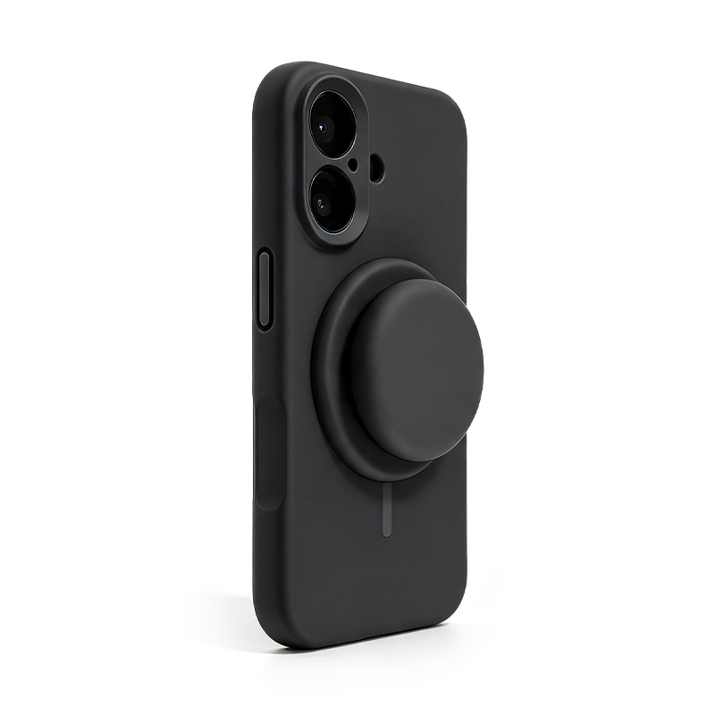 Magnetic Stand Silicone Phone Case with AI Capture Button, Compatible with iPhone 12 to iPhone 18 Pro Max