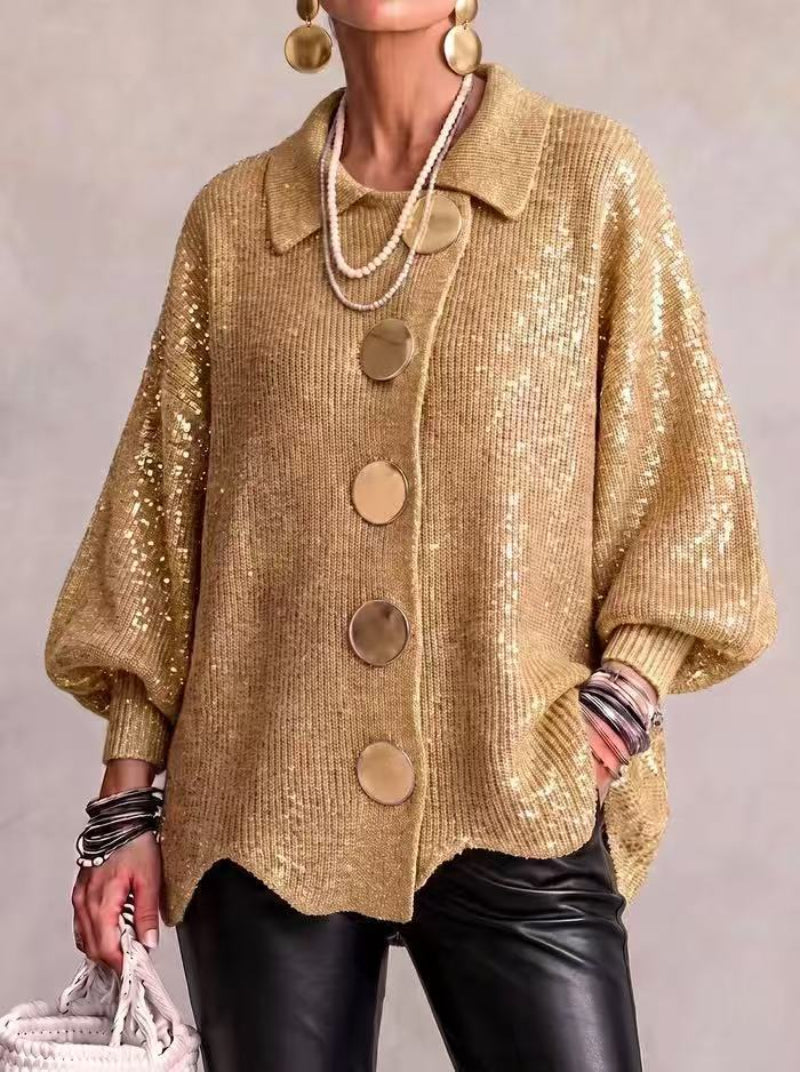 Women's French-Style Oversized Knit Cardigan