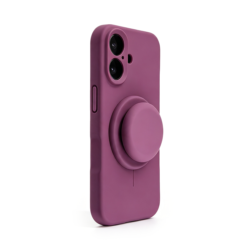 Magnetic Stand Silicone Phone Case with AI Capture Button, Compatible with iPhone 12 to iPhone 18 Pro Max