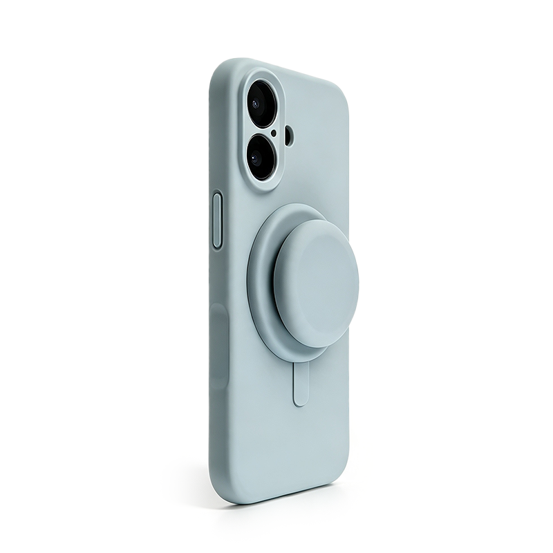 Magnetic Stand Silicone Phone Case with AI Capture Button, Compatible with iPhone 12 to iPhone 18 Pro Max