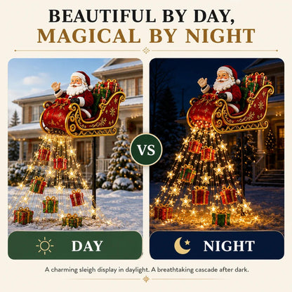🎅✨ 2026 New Santa’s Flying Sleigh Gift Cascade – Solar Christmas Garden Light