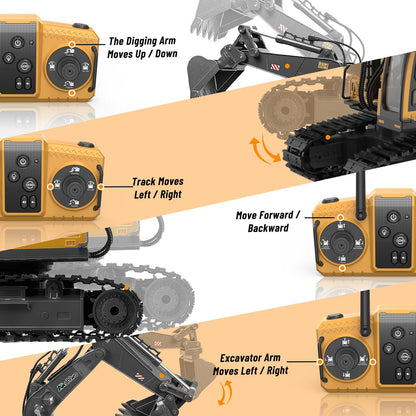 Limited-Time 49% OFF & Free Shipping! 3 in 1 Remote Control Excavator Toy with Metal Bucket/Claw/Drill