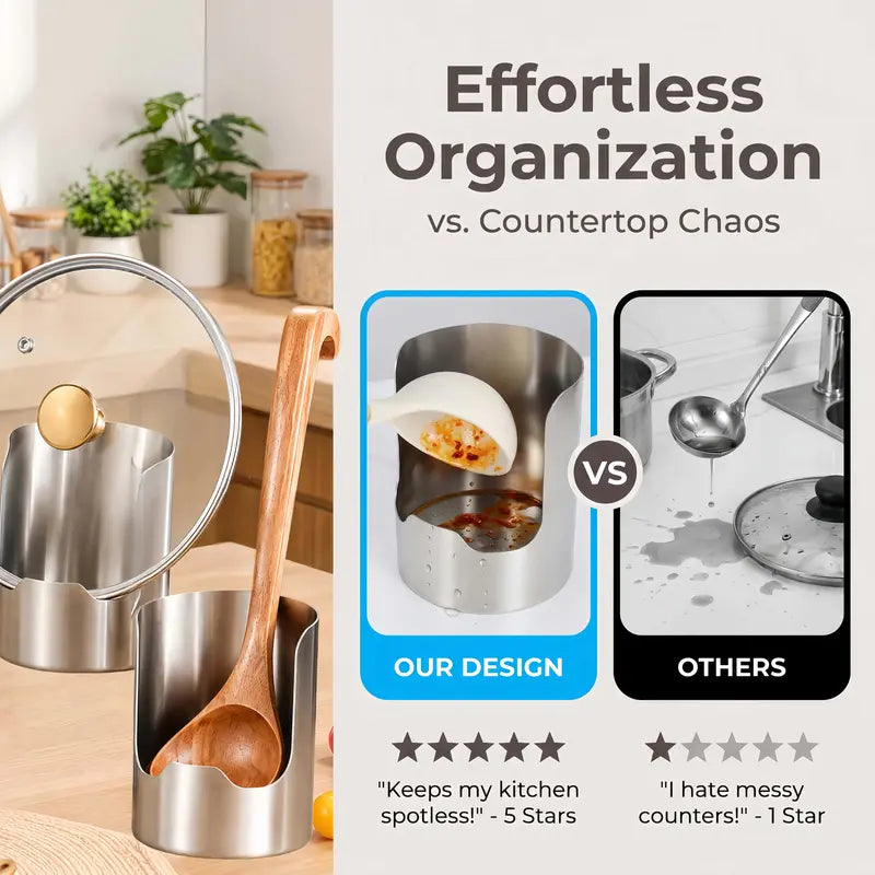 Premium Stainless Steel Utensil Organizer – Rust Resistant Cutlery Holder with Easy-Clean Design for Kitchen Drawers & Countertops