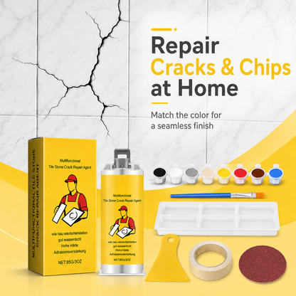 🔥🛠️Quick-Drying Tile Repair Glue - Complete Tool Kit for DIY – Fix Cracks Permanently in Minutes!✨