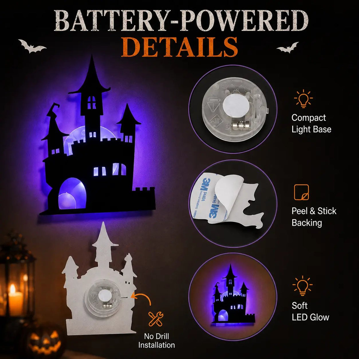 🎃 Light Up Your Halloween with Spooky LED Silhouette Wall Stickers! 👻