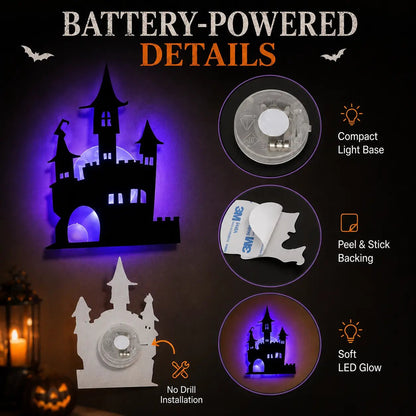 🎃 Light Up Your Halloween with Spooky LED Silhouette Wall Stickers! 👻