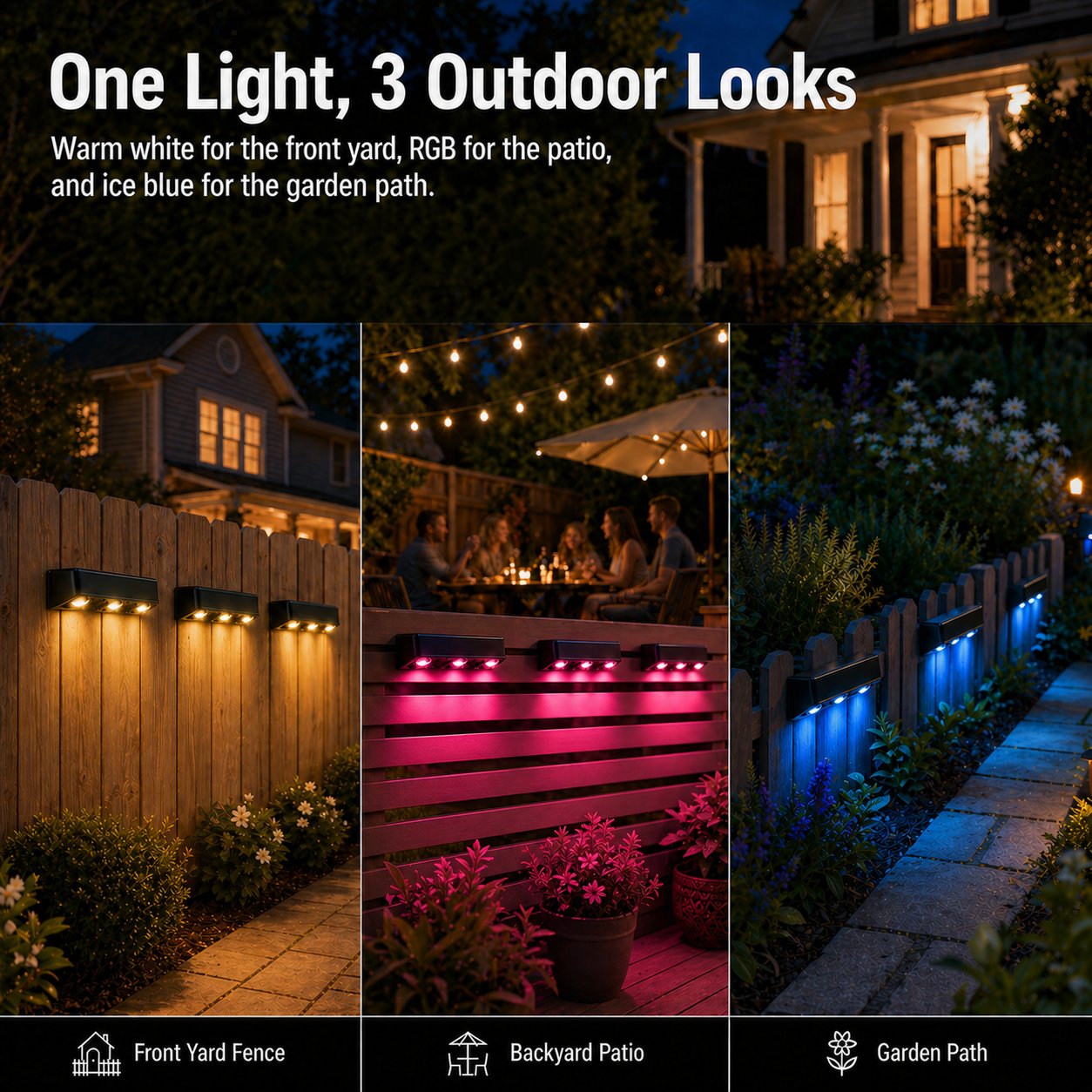 💥LAST DAY 70% OFF🔥💡 7 Colors + RGB Solar Fence Lights