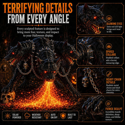 🎃 3-Headed Hellhound Halloween Light | Spooky Outdoor Yard Decoration