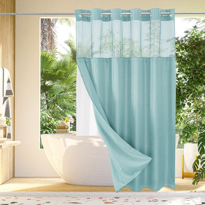 No Hook Shower Curtain with Snap in Liner