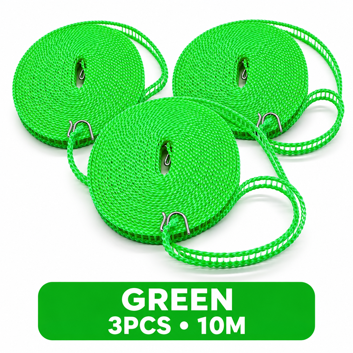 🔥Hot Sale - 50% OFF🔥 3-Pack Adjustable Windproof Clothesline with Hooks