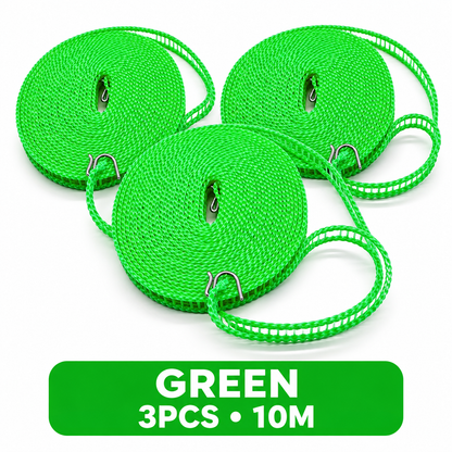 🔥Hot Sale - 50% OFF🔥 3-Pack Adjustable Windproof Clothesline with Hooks