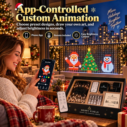 Animated Christmas LED Light Curtain | Custom App Designs & Remote Control