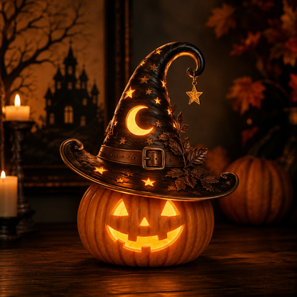 🎃 Enchanted Halloween Pumpkin LED Resin Figurine-7 Magical Light-Up Designs for Your Halloween Home